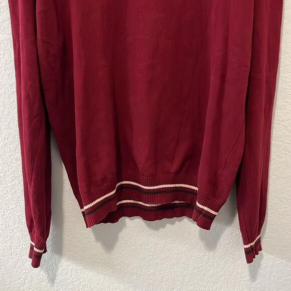 KANGOL Men's V-Neck Dark Red Cotton Sweater, Size L - Picture 6 of 9